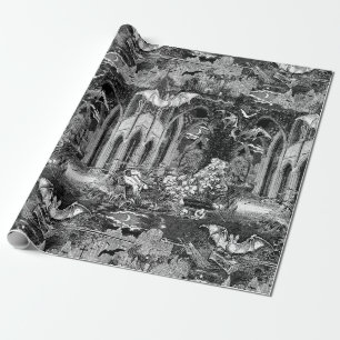 Papier Cadeau Vampire's Crypt Graves Skulls Bats Gothic Church