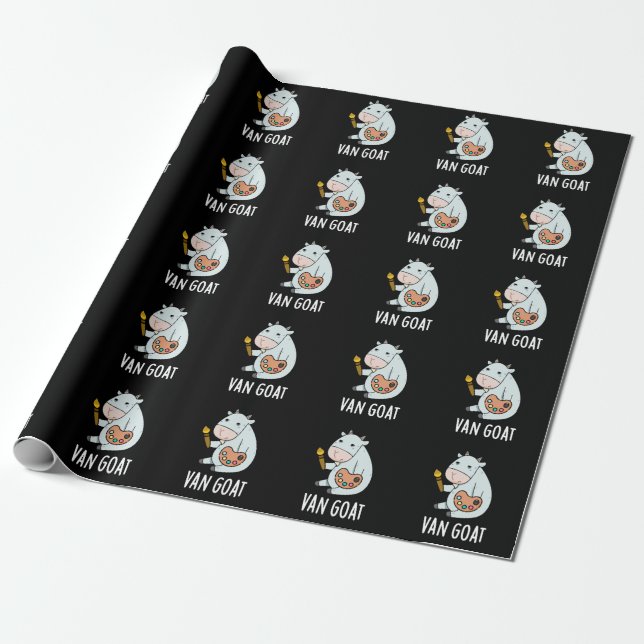 Papier Cadeau Van Goat Amusant Artiste Pun Dark BG (Déroulé)