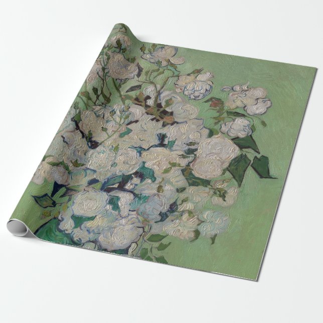 Papier Cadeau Van Gogh Rose Floral Peinture (Déroulé)