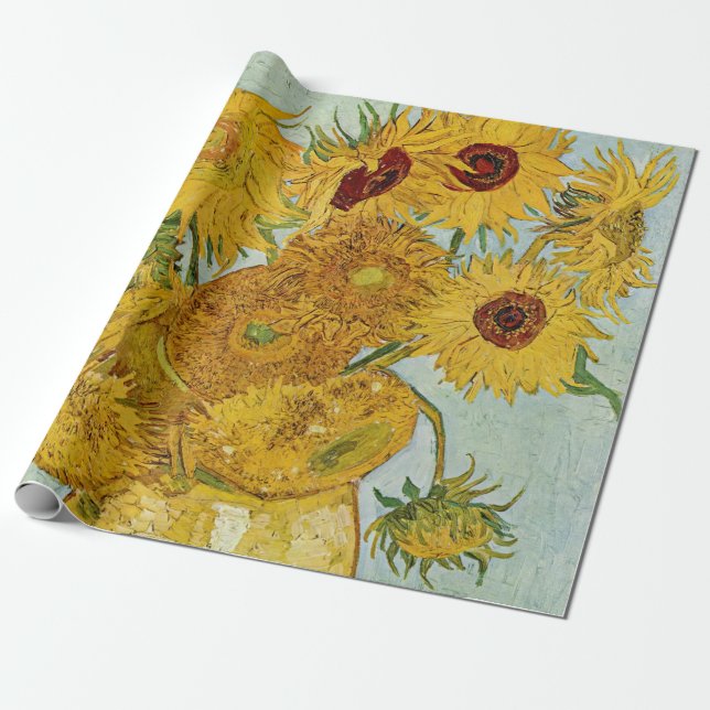 Papier Cadeau Van Gogh - Vase avec 12 tournesols (Déroulé)