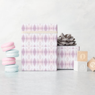 Papier Cadeau Vanille blanche lavande rose design d'art géométri