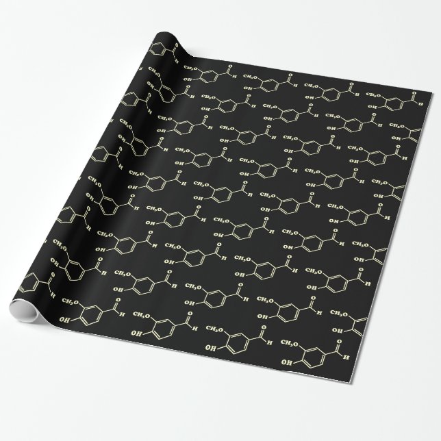 Papier Cadeau Vanille Vanillin Formule chimique moléculaire (Déroulé)