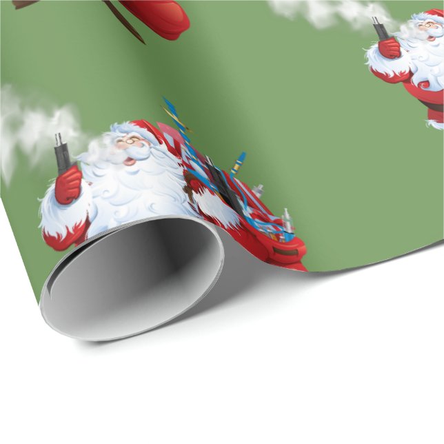 Papier Cadeau VAPE | Vaping Père Noël Joyeux Noël (Coin rond)