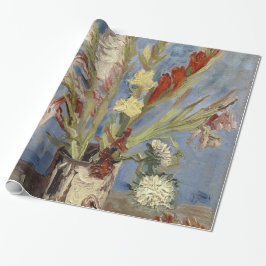 Papier Cadeau Vase avec des Gladioli et des asters chinois par