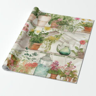 Papier Cadeau Vase de fleurs botaniques Jardin Plante Aquarelle