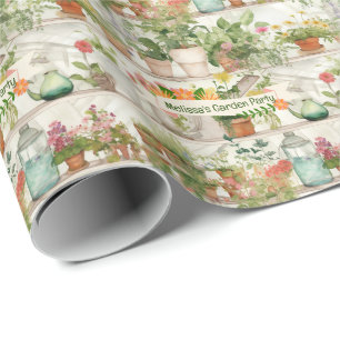 Papier Cadeau Vase de fleurs botaniques Jardin Plante Aquarelle