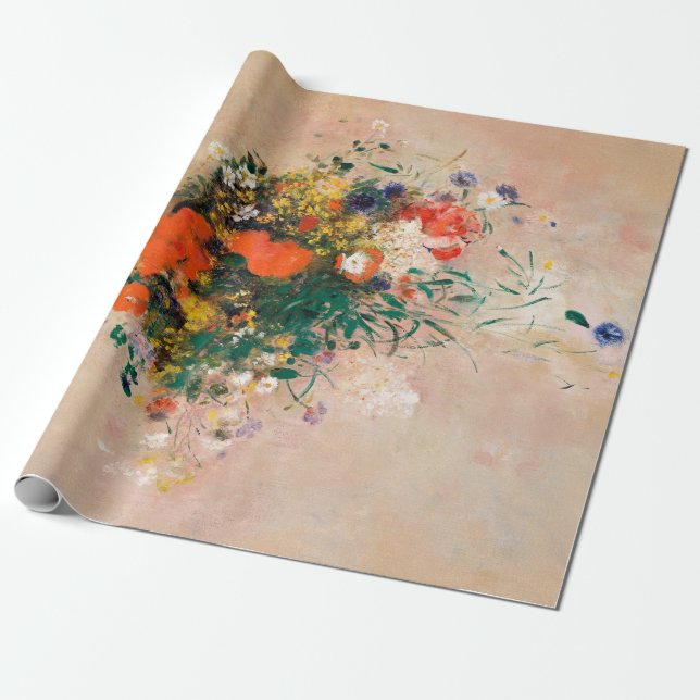 Papier Cadeau Vase des fleurs de Redon Post-impressionniste (Déroulé)