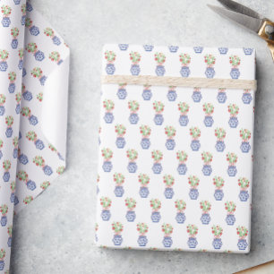 Papier Cadeau Vases de Chinoiserie de fraises rouges