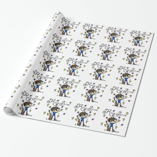 Papier Cadeau Vedette du rock de brune (Déroulé)
