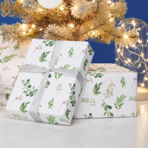 Papier Cadeau Végétation hivernale festive Aquarelle Botaniques