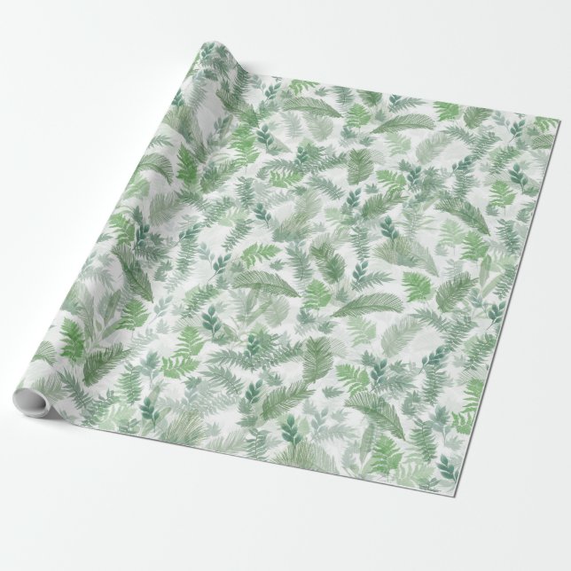 Papier Cadeau Végétation tropicale moderne Vieux feuillage vert  (Déroulé)