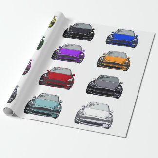 Papier Cadeau Véhicule électrique multicolore VUS blanc