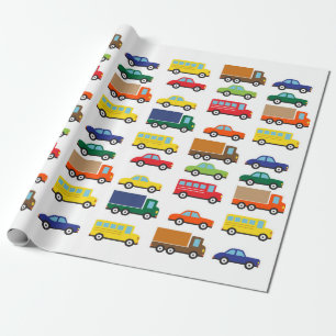 Papier Cadeau Véhicules de transport Enfants mignons