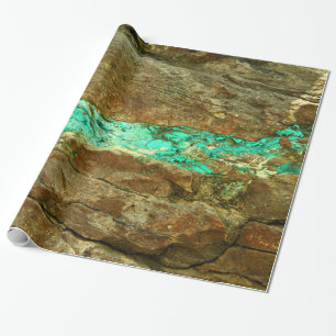 Papier Cadeau Veine naturelle de turquoise dans la pierre brune