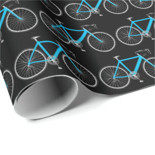 Papier Cadeau vélo aqua sur papier d'emballage noir