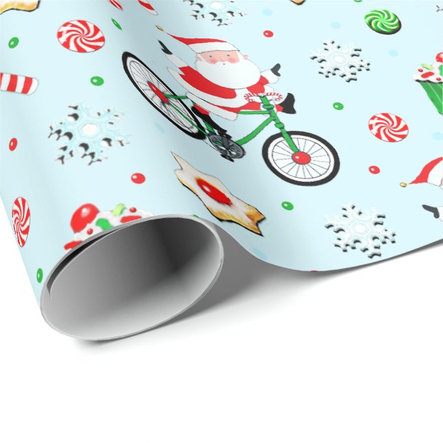 Papier Cadeau Vélo de Noël (Coin rond)