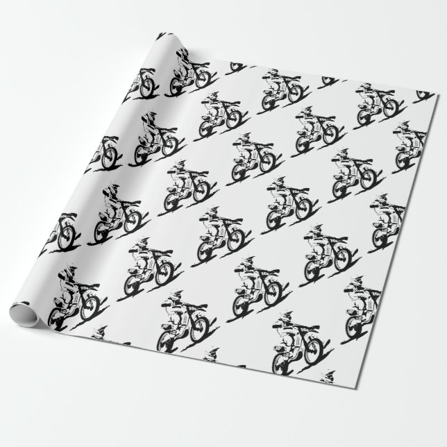 Papier Cadeau Vélo et cavalier simples de Motorcross (Déroulé)