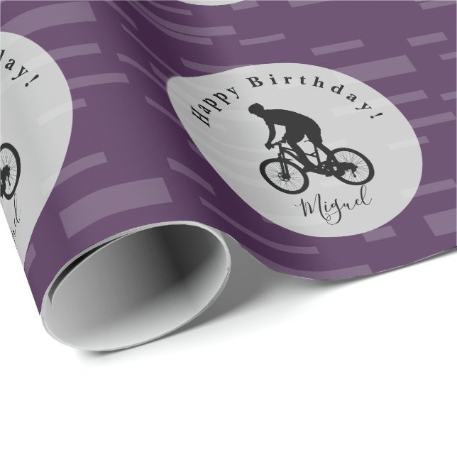 Papier Cadeau Vélo Rider Anniversaire Cadeau Envelopper n'import (Coin rond)