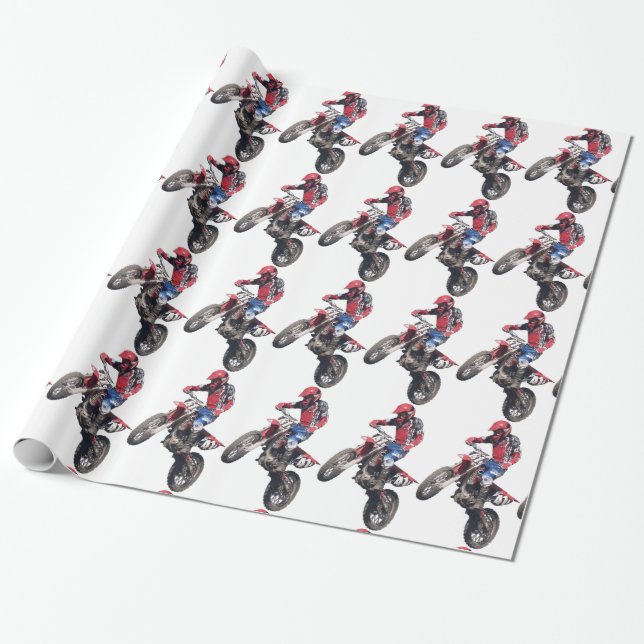 Papier Cadeau Vélo rouge de saleté (Déroulé)