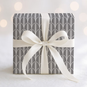 Papier Cadeau Ventilateur Vintage gris et blanc Motif