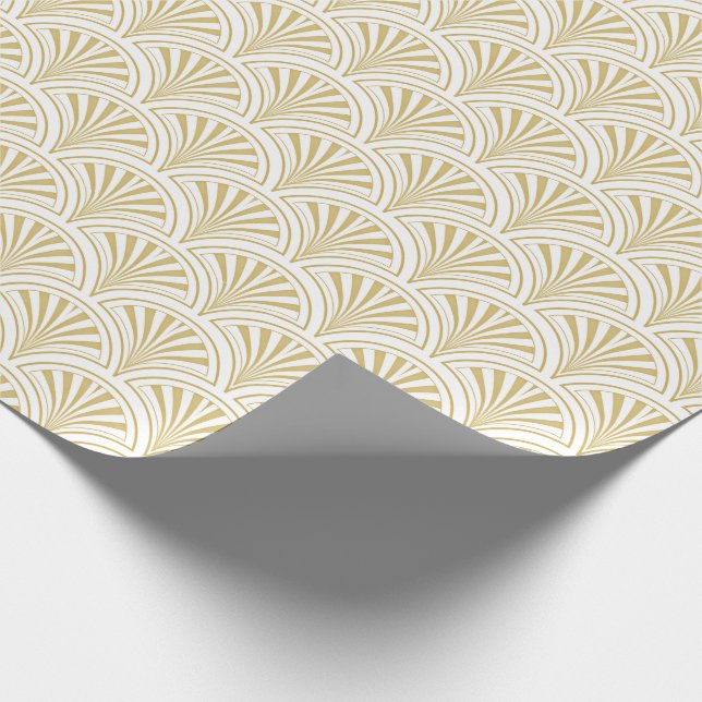 Papier Cadeau Ventilateurs Gold et White Deco Motif (Coin)