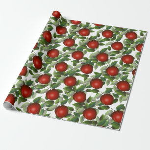 Papier Cadeau Verdure de pomme rouge