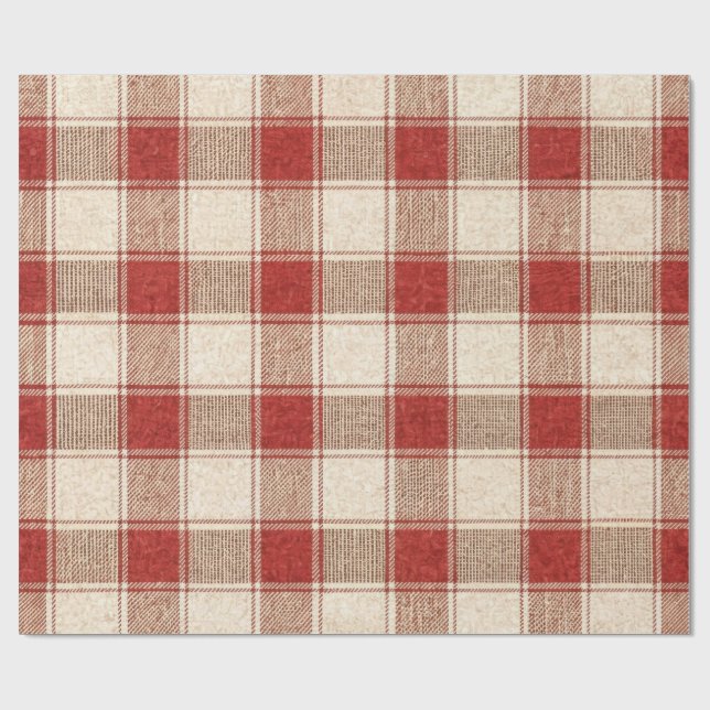 Papier Cadeau Vérification rustique (Plat)