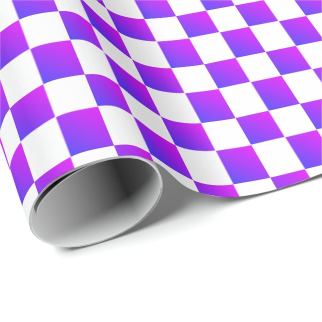Papier Cadeau Vérification violet et blanc (Coin rond)
