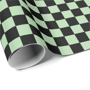 Papier Cadeau Vérifié vert pâle et noir
