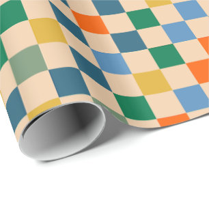 Papier Cadeau Vérifier À damiers Motif multicolore vérifié
