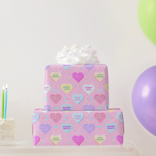 Papier Cadeau Véritable amour audacieuse typographie rose (Cadeaux de fête)