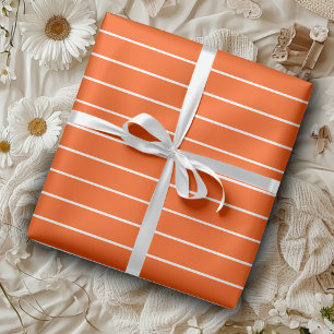 Papier Cadeau Vermilion rouge et blanc mince Horizontal rayé