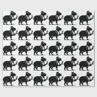 Papier Cadeau Verre à vin capybara drôle minimaliste moderne