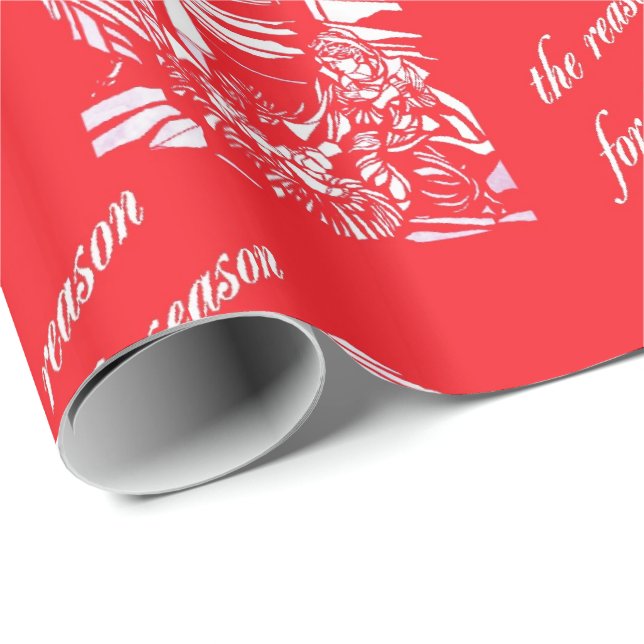 Papier Cadeau Verre de crèche - Rouge (Coin rond)