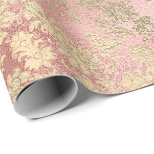 Papier Cadeau Verre en poudre floral rose rose vif