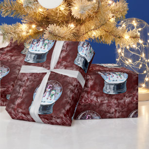 Papier Cadeau Verre Globe Snowman papier d'enveloppement de Noël