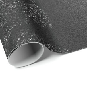 Papier Cadeau Verre noir Floral brillant métal brillant Rose ver