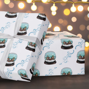 Papier Cadeau Verre Snowball Village d'hiver Snowball Noël