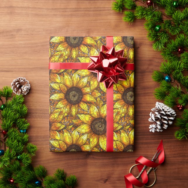 Papier Cadeau Verre tendu de tournesol (Cadeau de vacances)