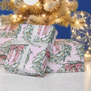 Papier Cadeau Verrerie de Noël rose