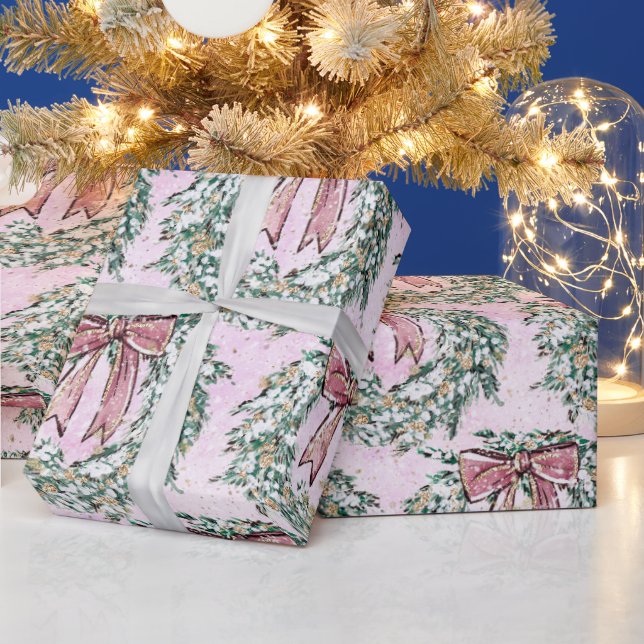 Papier Cadeau Verrerie de Noël rose (Vacances)