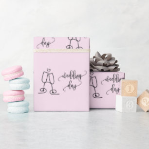 Papier Cadeau Verres à Champagne Élégants Mariage Rose Sans Cout