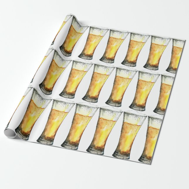Papier Cadeau Verres Pilsner Aquarelle (Déroulé)