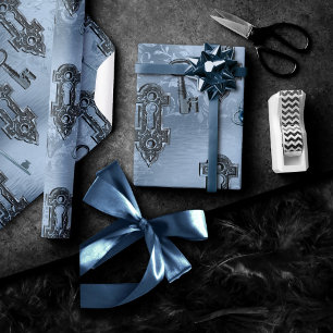 Papier Cadeau Verrouillage en vapeur et clé bleue Découpage Vi