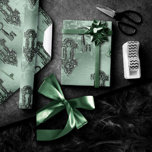 Papier Cadeau Verrouillage en vapeur et vert clé Découpage Vin