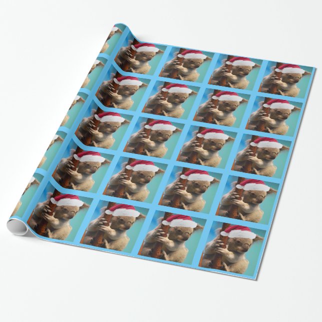 Papier Cadeau Vers le bas sous le koala de casquette de Noël (Déroulé)