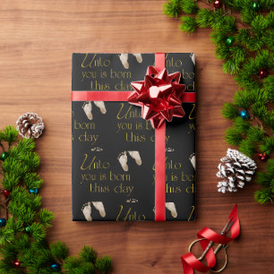 Papier Cadeau Verset Bible De Noël En Noir