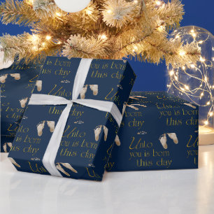 Papier Cadeau Verset De La Bible De Noël En Bleu