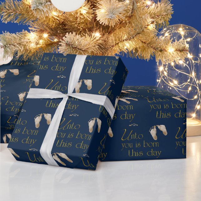 Papier Cadeau Verset De La Bible De Noël En Bleu (Vacances)