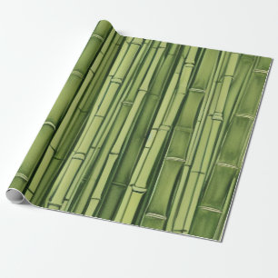 Papier Cadeau vert bamboo pattern